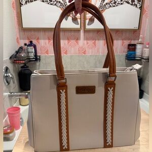 Wrangler Cream and Brown Tote Bag